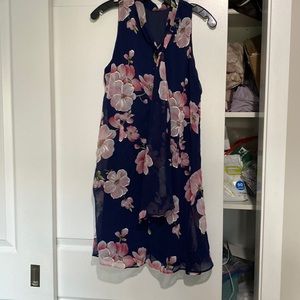 Navy Blue and pink flowers Signature dress by Robbie Bee size 14P